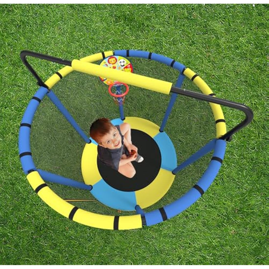 CZCPARY Kids Trampoline，Trampoline for Children，with Basketball Hoop, Swing, Pull Ring, Suitable for Indoor and Outdoor Use，Suitable for Children, Birthday Gifts