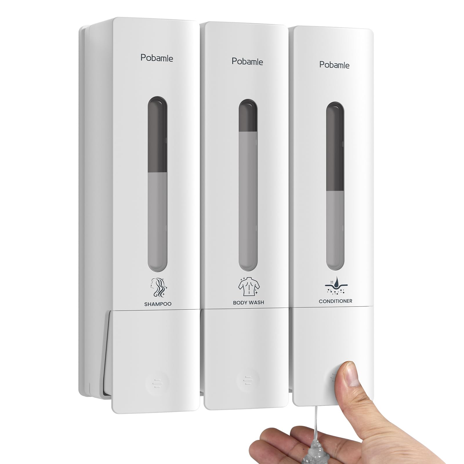 1984 Shower Soap Dispenser Bathroom Set Shampoo Conditioner Body Wash Dispenser Wall Mounted Shower Shampoo Dispenser 3 Chamber No Drill for Home Star