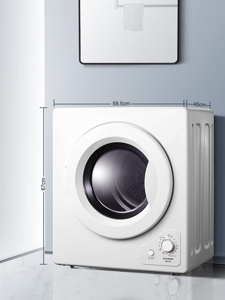 4KG Small Vented Dryer with Sensor Dry, FOHERE 1200W Compact Tumble Dryer with Stainless Steel Tub, Control Panel Downside Easy Control for 5 Automatic Drying Modes, White