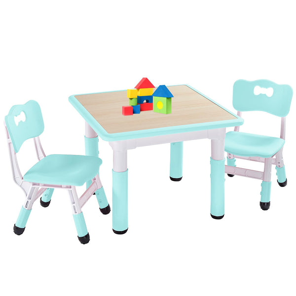 FUNLIO Kids Table and 2 Chairs Set, Height Adjustable Toddler Table and Chair Set for Ages 3-8, Easy to Wipe Arts & Crafts Table, for