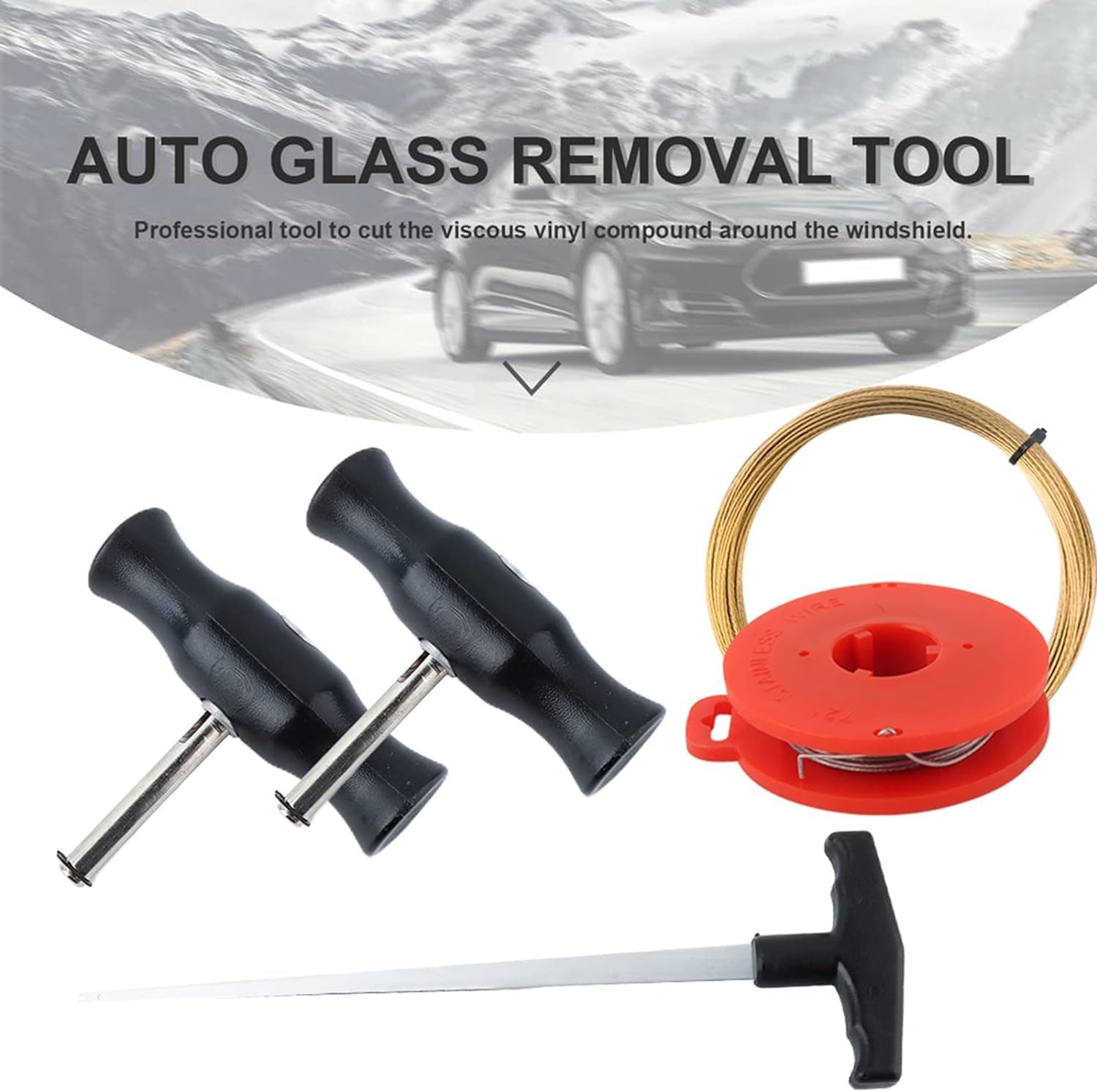 QKTYB Windscreen Chip Repair Kit Windshield Removal Tools Kit Windscreen Window Glass Cutting Wire W/Handles for Car Tool Kit 5×Universal windshield Tool Kit Windshield Disassembly Tool