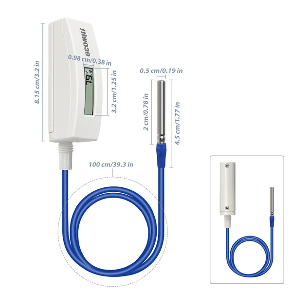 ECOWITT WN34D Pool Thermometer for Home, Digital Water Temperature Sensor with LCD Display, Easy to Install, Waterproof, 3.28ft Cable Sensor for