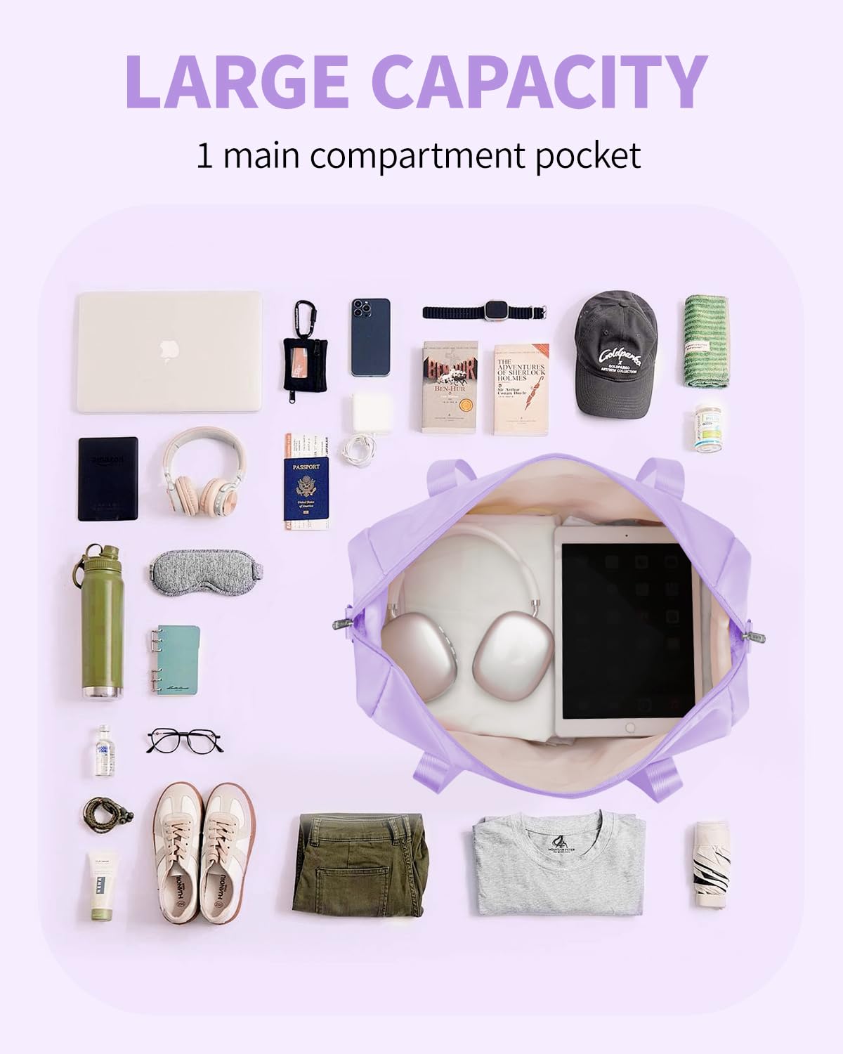 Narwey for Ryanair Cabin Bag 40x20x25 Underseat Ryan Air Bag Foladble Travel Duffel Hospital Carry on Hand Luggage Holdall Weekend Overnight Bag for Women and Men 20L (Beige with Green Straps)