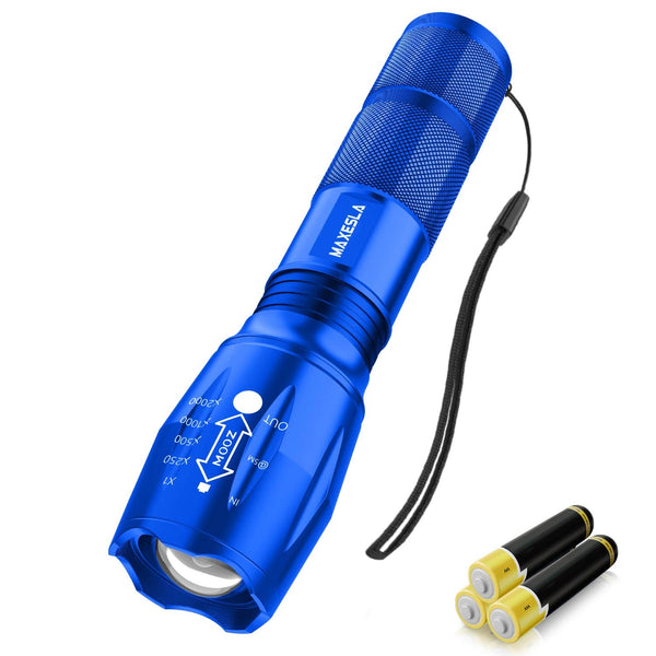 Maxesla LED Torch Battery Powered,Zoomable Torches Led Super Bright,Gifts for Men Dad Kids,Powerful Torches Water,Resistant 5 Modes Small Tactical Torch for Camping Xmas