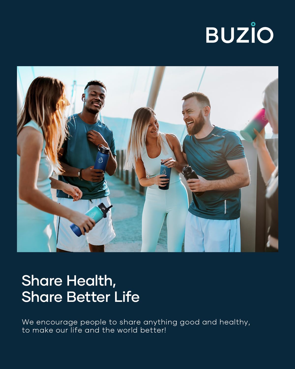 Stainless Steel Water Bottle 2L, BUZIO Vacuum Insulated Water Bottle with Straw Lid and Flex Cap Cold for 48 Hrs, Hot for 24 Hrs Double Wall Wide Mouth BPA Free Leak Proof, Black