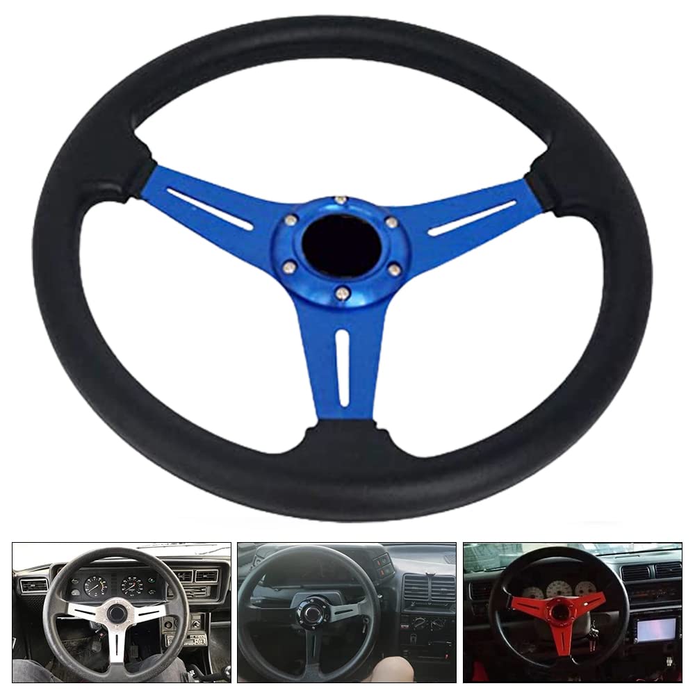 YEHICY Auto Racing Flat Steering Wheel with Purple Spokes 350mm 13.8”6 Bolts Grip Vinyl Leather Universal Simulation Game Steering Wheel For Logitech G29 G920 G923