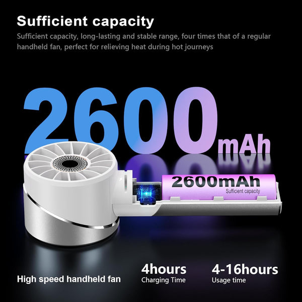 COZOME Handheld Fan,Ultra-Portable 7000 RPM Turbo Mini Fan with 16H Battery,4-Speed USB Rechargeable Metal Design | Pocket Fan for Travel/Outdoor/Home/Office,Gift for Men & Women (Alloy Construction)