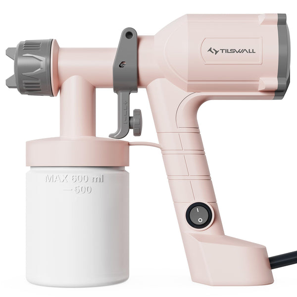 Tilswall Paint Sprayer, Ultra-Light Electric Paint Spray Gun with 600ml Detachable Cup, 2 Nozzles & 3 Patterns - Perfect for Fences, Sheds, Walls, Ceilings, Furniture, Cabinets, Garden & DIY, White