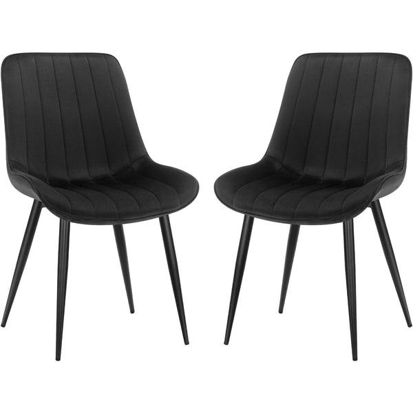 LONGTOO Set of 6 Dining Chairs with Velvet Upholstered Seat & Backrest,Stable Metal Legs,Modern Stripe Design,Champagne