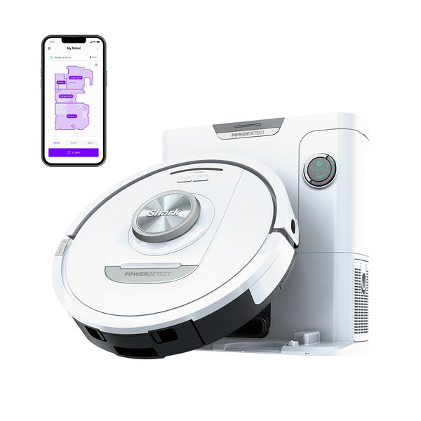 Shark PowerDetect Robot Vacuum with 60-Day Self-emptying Base - Anti-odour - For Carpets, Hard Floors and Pet Hair - 3D LiDAR Navigation - Wi-Fi / App - Odour Cartridge and 2 Brushes Incl. - Black