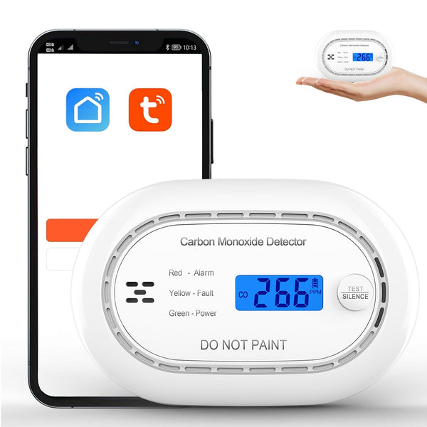 Carbon Monoxide Detector with LCD Digital Display, CE Certified CO Alarm with Sealed in 10 Year Battery, Standalone Audible CO Detector for Home,Black,1 Pack