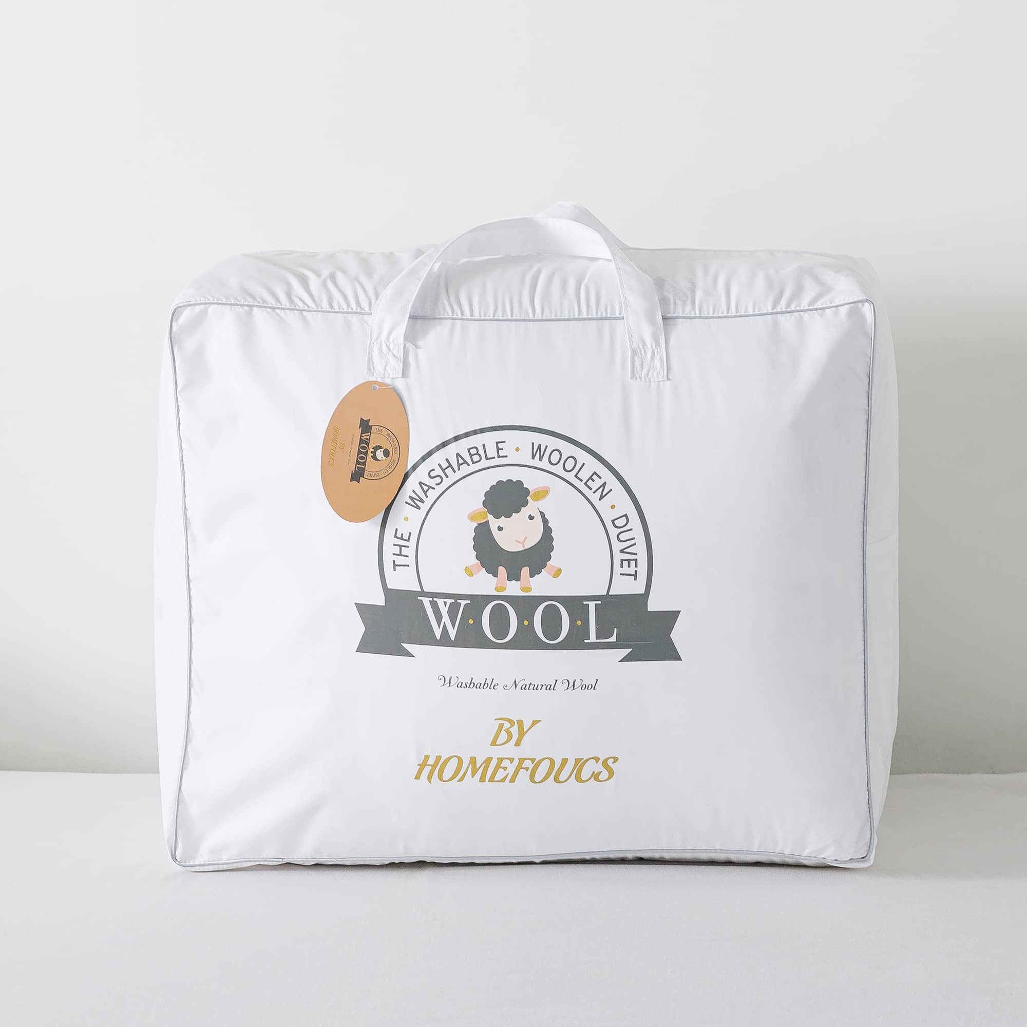 HOMEFOUCS King Size Duvet,13.5Tog Luxurious Wool Duvet, Washable Wool Filled Quilt, 230T Soft Fabric(King size: 230x220cm)