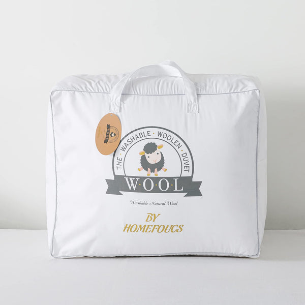 HOMEFOUCS King Size Duvet,13.5Tog Luxurious Wool Duvet, Washable Wool Filled Quilt, 230T Soft Fabric(King size: 230x220cm)