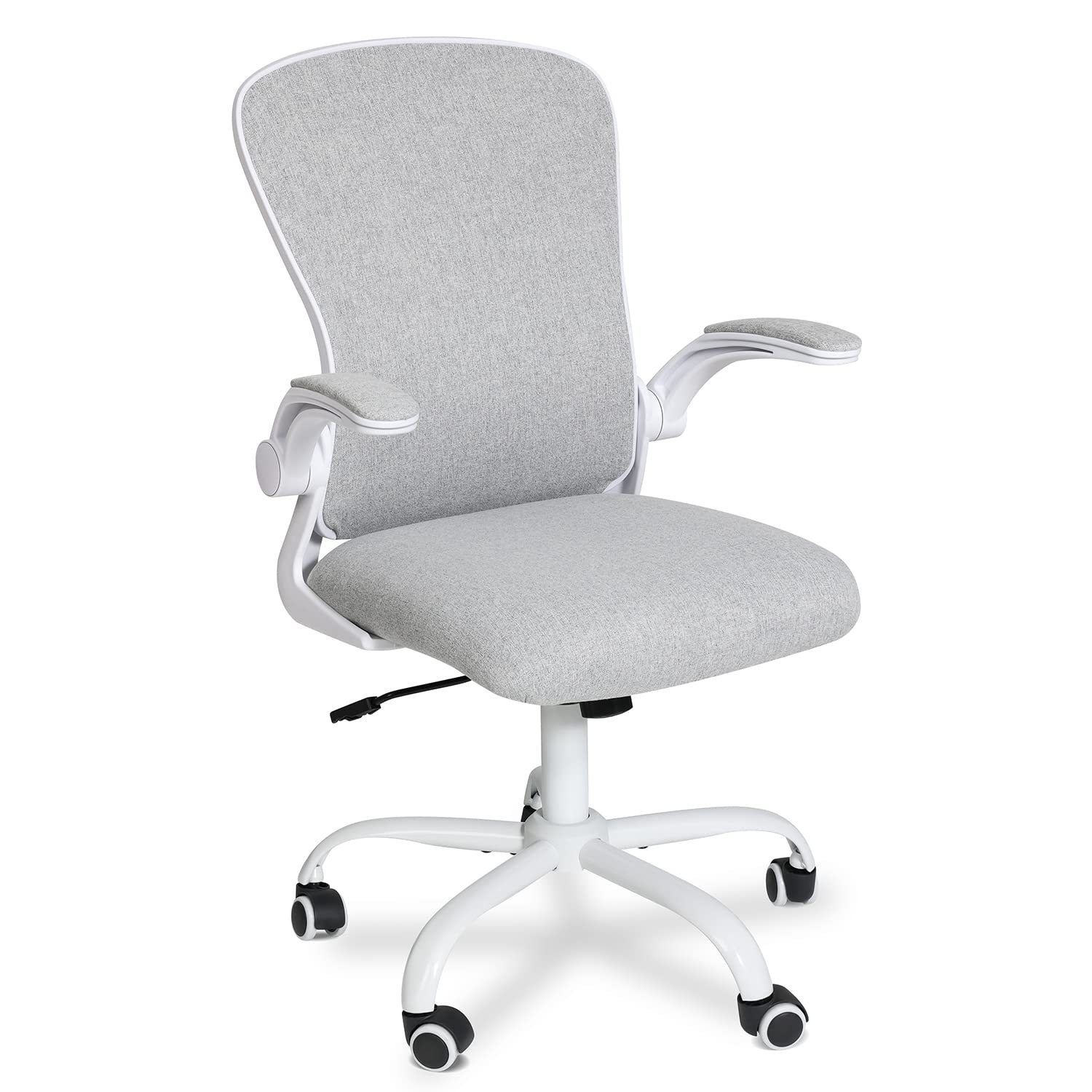 Fullwatt Ergonomic Desk Chair - Flip-up Armrest Mesh with Lumbar Support, Mid-Back for Home Office & Conference Rooms, Grey