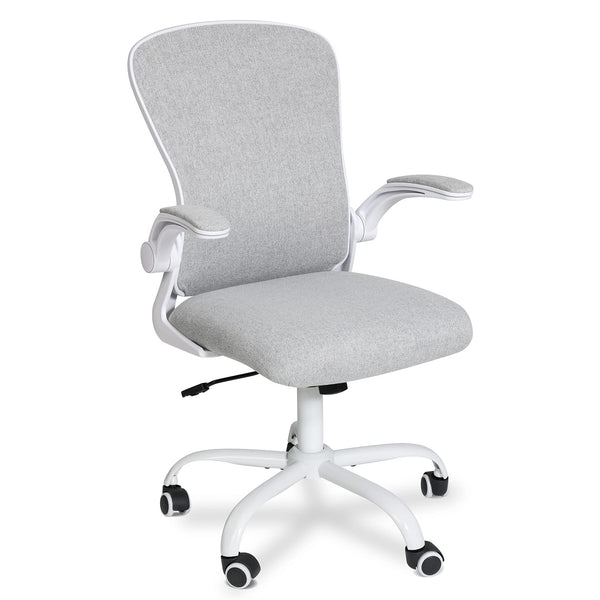 Fullwatt Ergonomic Desk Chair - Flip-up Armrest Mesh with Lumbar Support, Mid-Back for Home Office & Conference Rooms, Grey