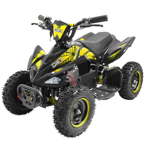 Zorax 36V 1000W Yellow 6'' Tyre Battery Powered Kids Mini ATV Quad Bike (Foot Brake - 3 Speeds - LED Light - Forward/Neutral/Reverse - CE Approved - MAX Capacity: 65KGS) Children's Electric Ride on
