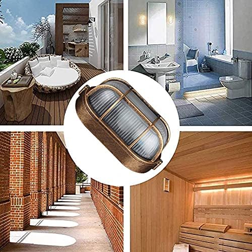Bulkhead Lights Outdoor, Nautical Outdoor Wall Lights, Oval Bulkhead Wall Light, E27 Base, Wall & Ceiling Mount, Aluminum with Frosted Glass, Weatherproof Security Light for Porch Patio Garden Garage