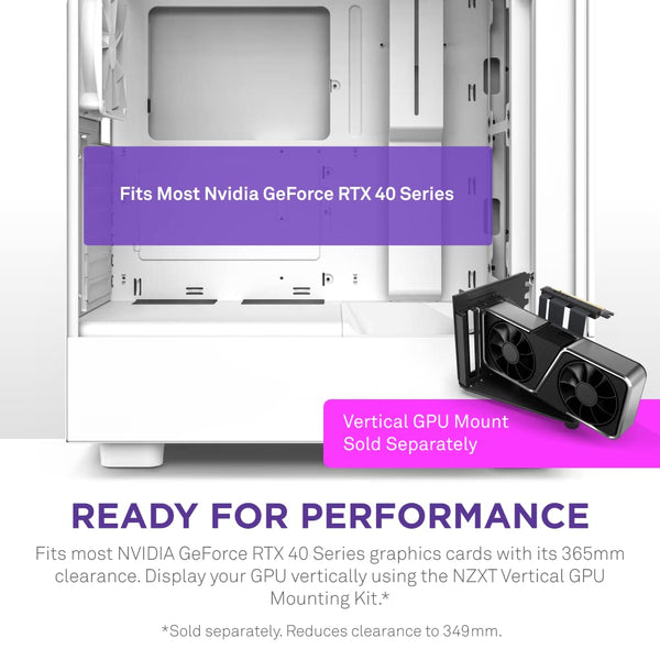NZXT H5 Flow RGB - Compact ATX Mid-Tower PC Gaming Case - High Airflow - F360 RGB Core (CV) Included - 360mm Front & 240mm Top Radiator Support - Cable Management - Tempered Glass - White
