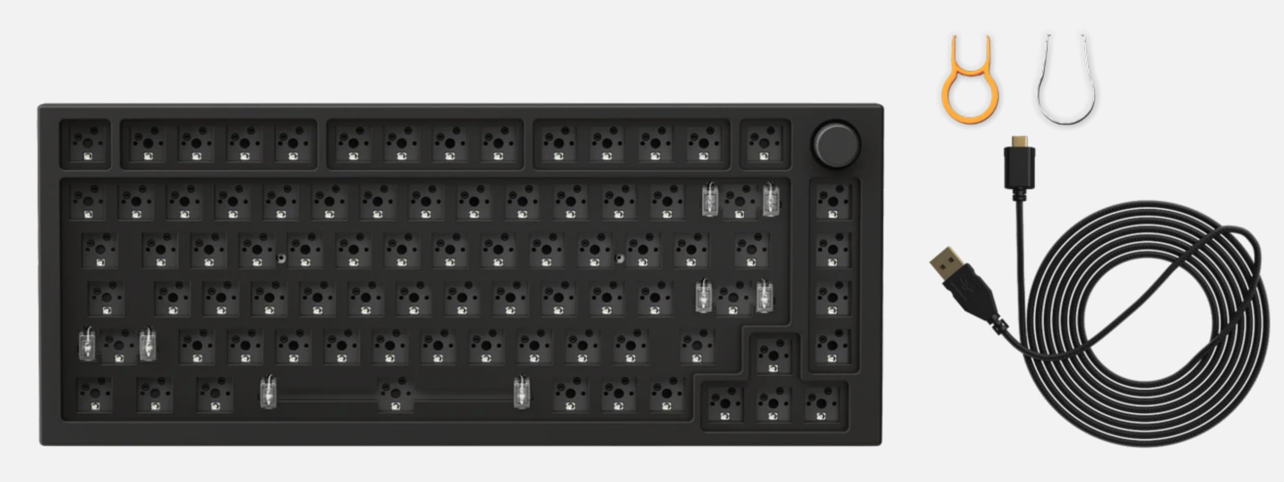 Glorious Gaming GMMK PRO 75% Barebones (Frame Only) - Modular Mechanical Gaming Keyboard, TKL Size (75%), 1.5kg Frame, RGB, Customisable, 5-Pin Switch Support, International/ISO Layout - Black Slate