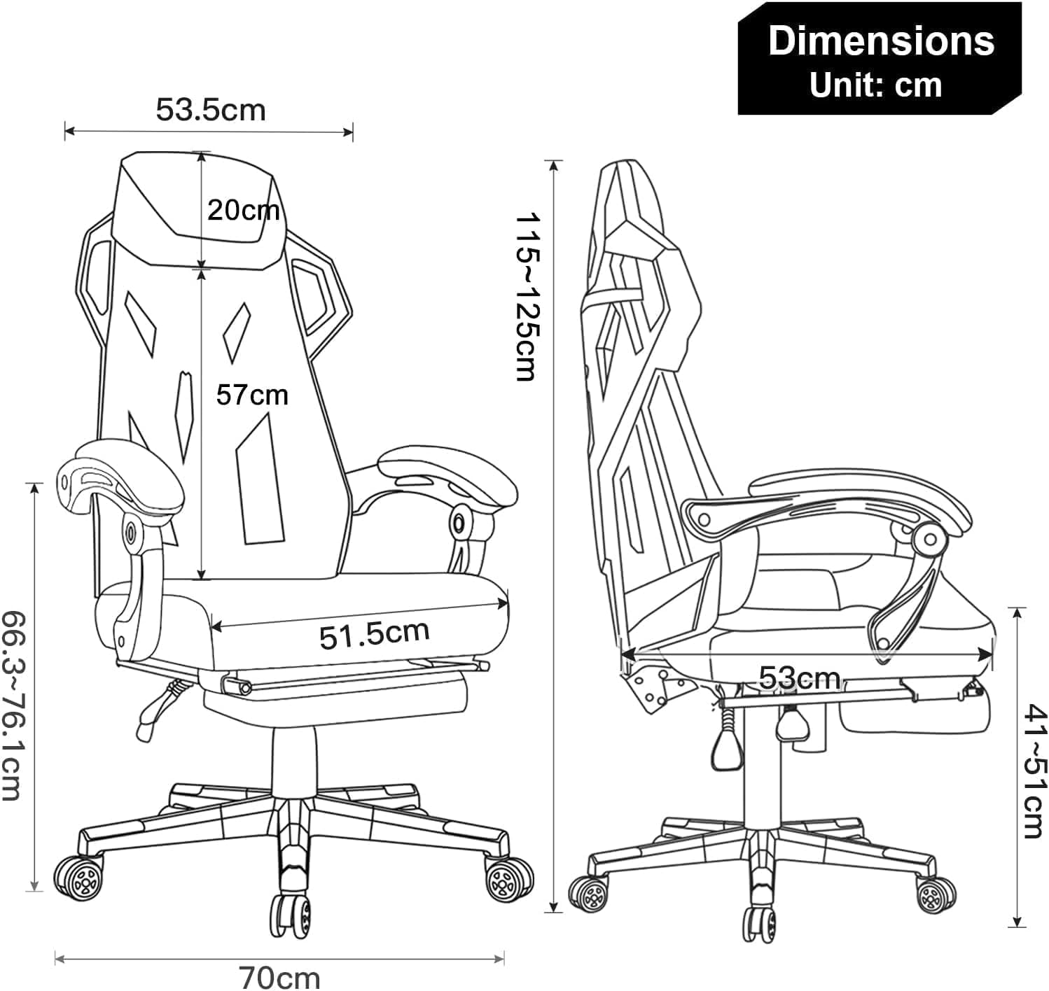 GTPLAYER Mesh Gaming Chair with Footrest 3D Stereoscopic Frame Support Ergonomic Fabric CoverReclining Computer Office Desk Chair Height Adjustable