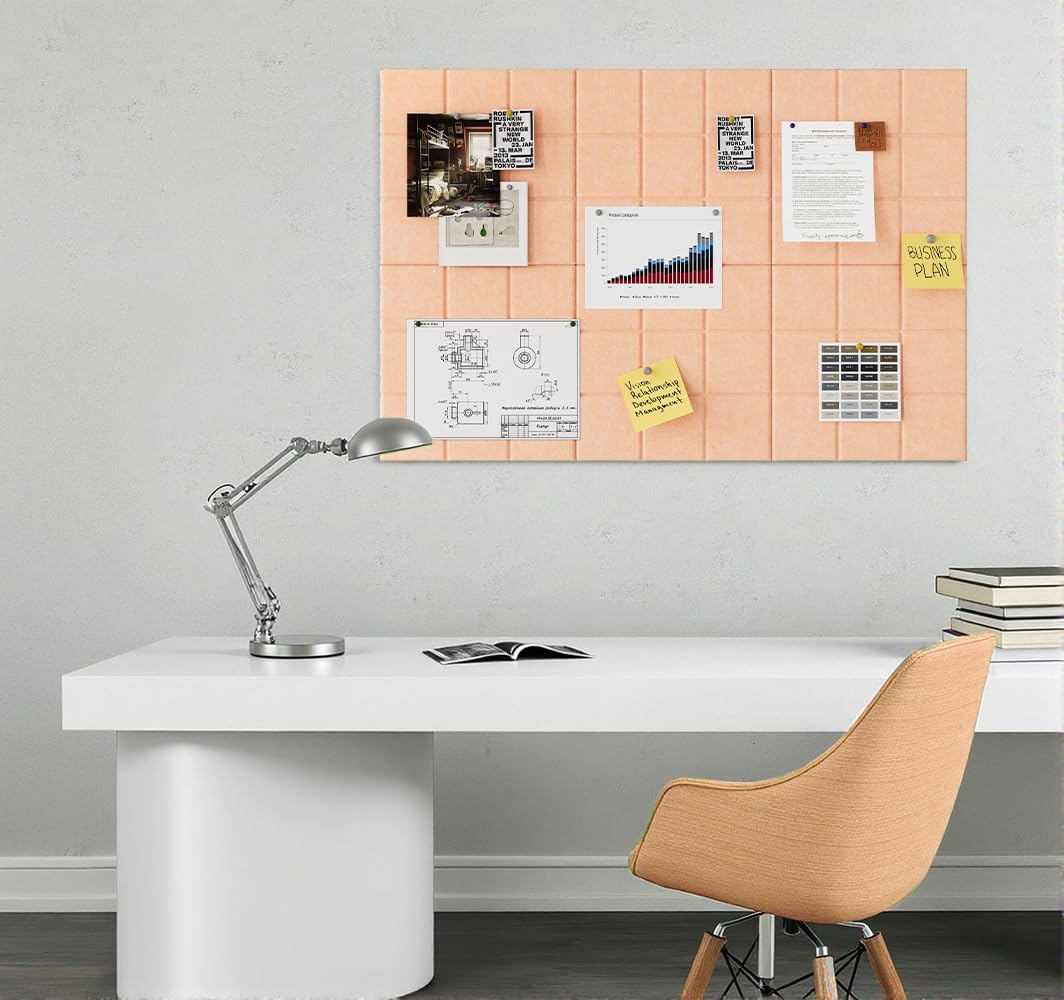 Uoisaiko Large 30x30cm Felt Board Tiles with 30 Pins, Pack of 6 Bulletin Board Notice Boards for Home Office Kitchen, Self Adhesive Pin Board Wall Tiles for Photos Memos