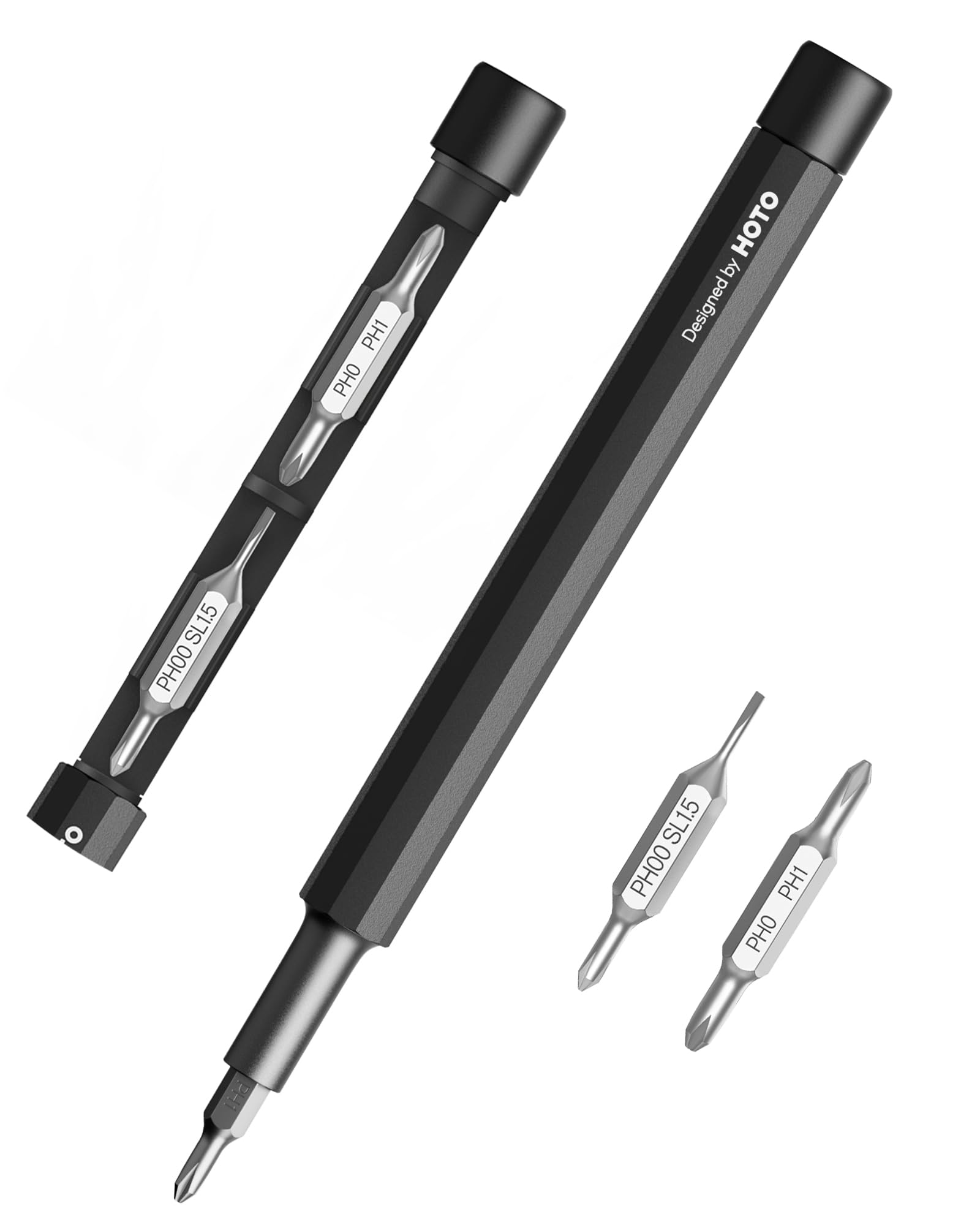 HOTO Precision Screwdriver SE, Pocket Size, Multi-Bit, Mini Hand Screwdriver with 2 Double End Bits & 1 Pen Bit, Ideal for Phone/Glasses/Watches/Laptop, Red