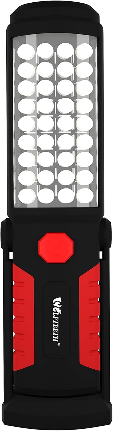 Wolfteeth LED Torches, 36+5 Magnetic Work Light Portable Flashlight Inspection Lamp Camping Light, 360 Degree Hanging Rotary Hook and 270 Degree Magnet Stand Base for Home Work Emergency Use 7192