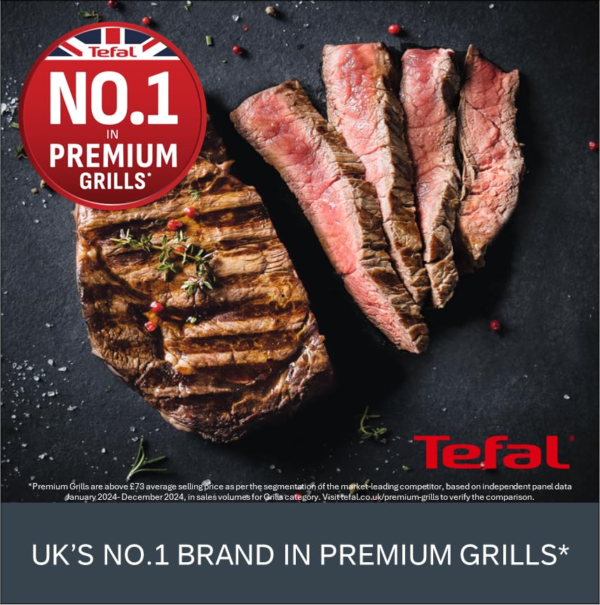 Tefal GC722D40 Optigrill Plus X-Large Grill with 9 Automatic Settings and Cooking Sensor, Non Stick Removable Plates, Automatic Settings and Cooking Sensor, Stainless Steel, Xl
