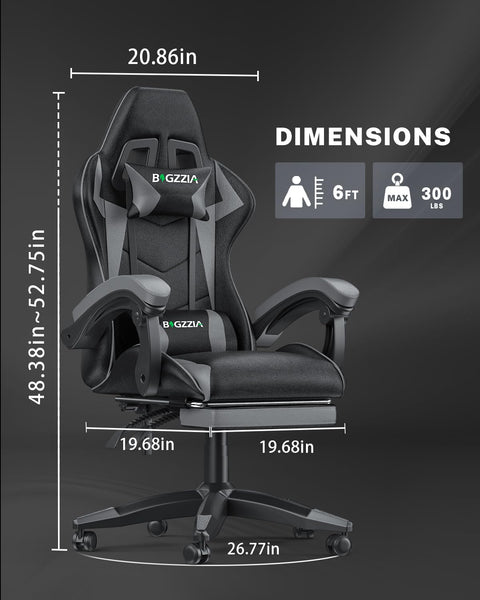 bigzzia RGB Gaming Chair with LED Lights and Ergonomic Computer Chair Reclining PU Leather High Back Video Game Chair with Headrest Adjustable Lumbar Support Linkage Armrest for Adults (Black/Grey)