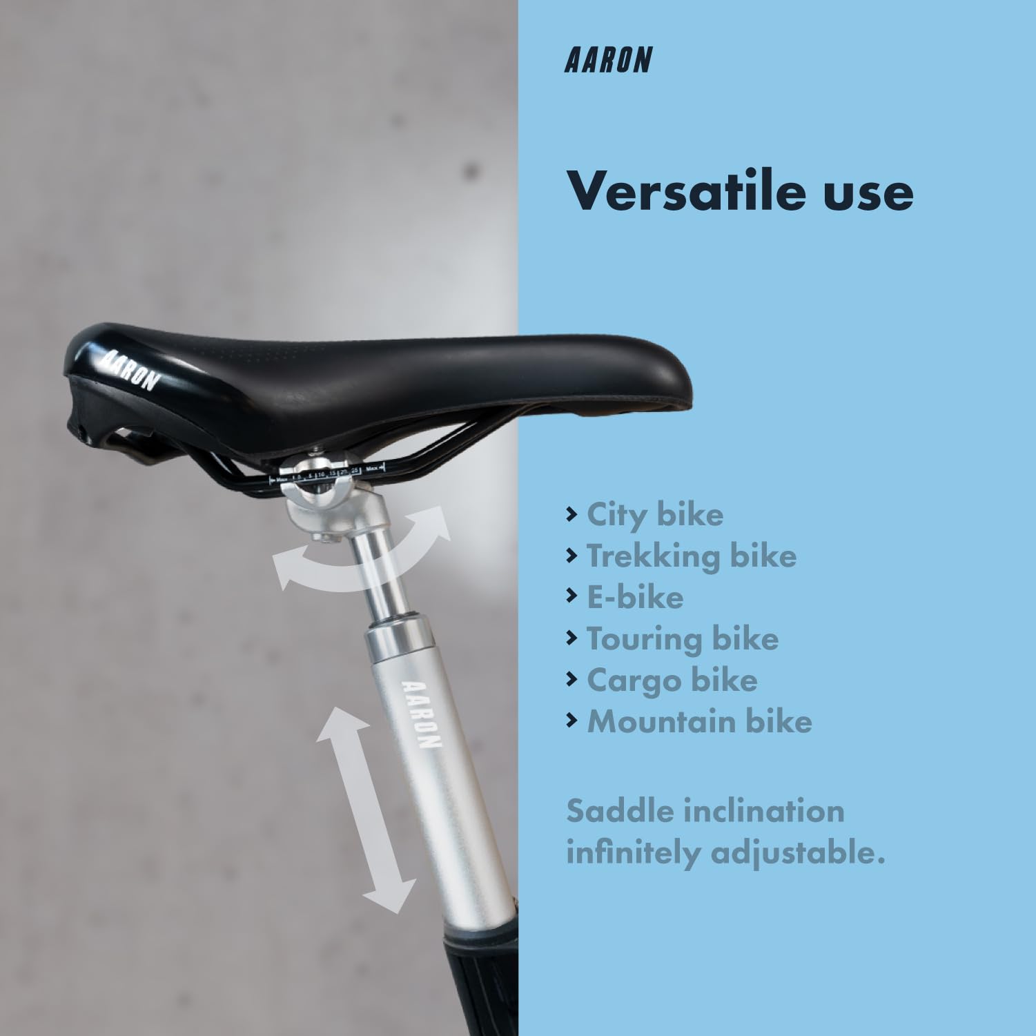 AARON - Spring Suspension Bike Seat Post - Aluminum Saddle Seatpost for E Bicycle, MTB, Trekking Bikes, City Bikes - 30.9mm Diameter, 13.8" (350mm)