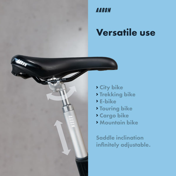 AARON - Spring Suspension Bike Seat Post - Aluminum Saddle Seatpost for E Bicycle, MTB, Trekking Bikes, City Bikes - 30.9mm Diameter, 13.8" (350mm)