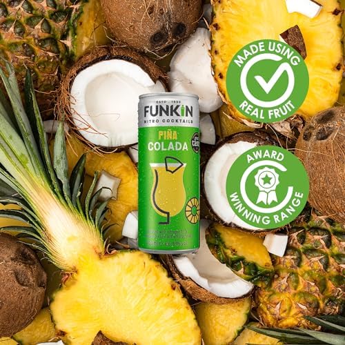 Funkin Pina Colada Pre-Mixed Cocktail Cans 200 ml (Case of 12) | Premium Ready to Drink Cocktails - Bar Quality Drinks Made with Real Fruit and Nitro Infused