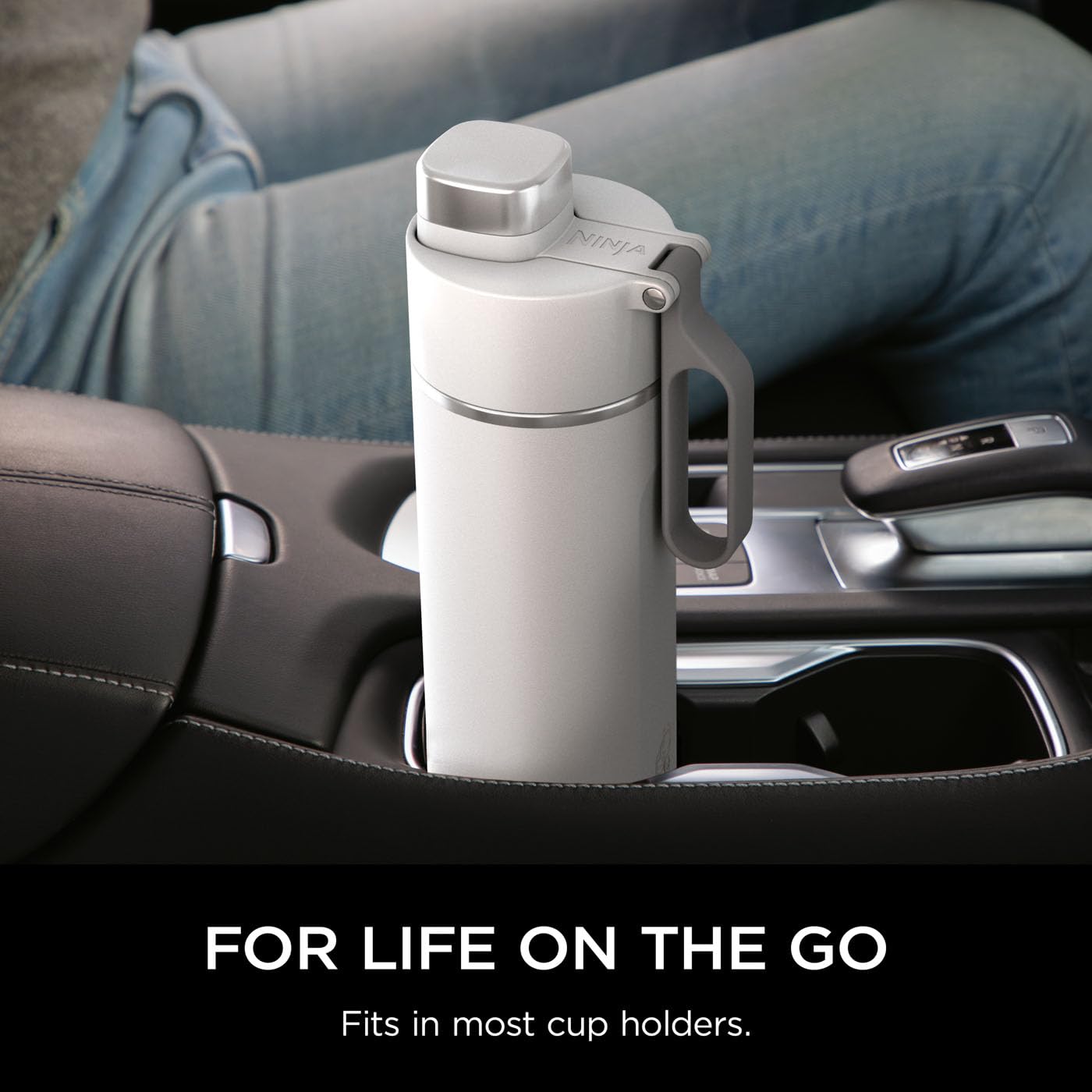 Ninja Thirsti Water Bottle and Flask 709 ML With Leak-Proof Lid, Designed For Carbonated, Hot & Cold Drinks, Ideal For Travel & Sports, Triple Insulated, Stainless Steel Bottle, Black, DW2401EUUKBK