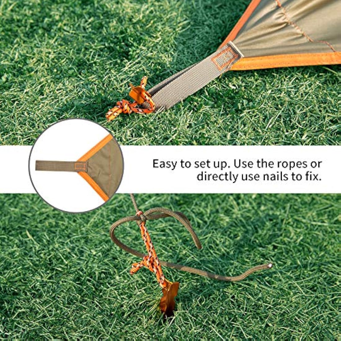 ADIKING Camping Tarp 126 x 118in Waterproof Portable Hammock Tent Tarps Lightweight Anti-UV Rain Shelter For Camping Hiking Outdoor Activities (Black)