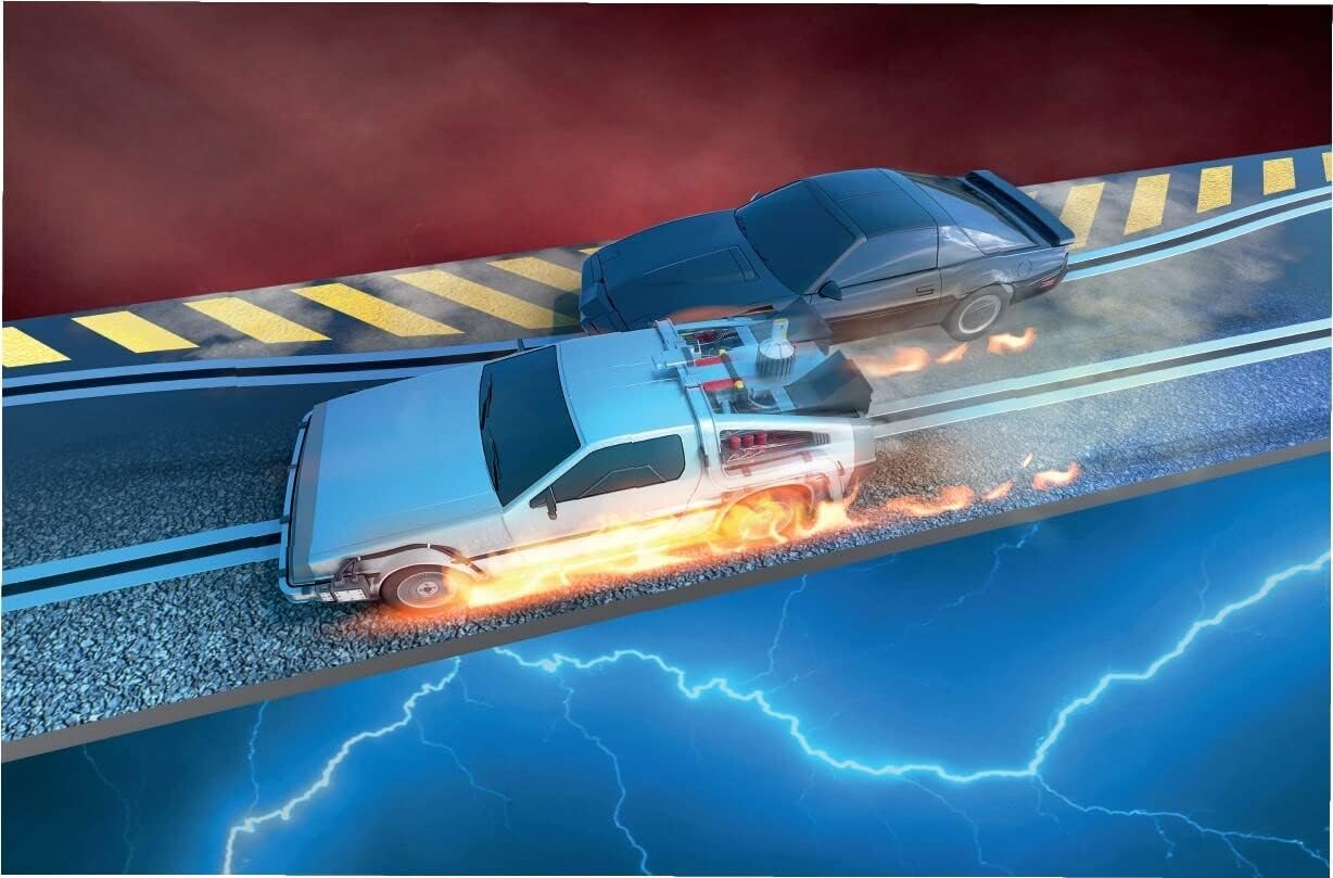 Scalextric Racing Track Sets for Kids - 1980s TV Back to the Future vs Knight Rider Speed Track - Electric Race Tracks for Boys & Girls 5+, Slot Car Race Tracks - 1:32 Scale Mini Car Racing Sets