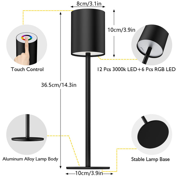 Aomeya Touch Control Table Lamp, 3-Way Dimmable Bedside Lamps Nightstand Lamps with Flaxen Fabric Shade for Bedroom Living Room,LED Bulb Included (Grey-1Pcs) (battery-1Pcs)