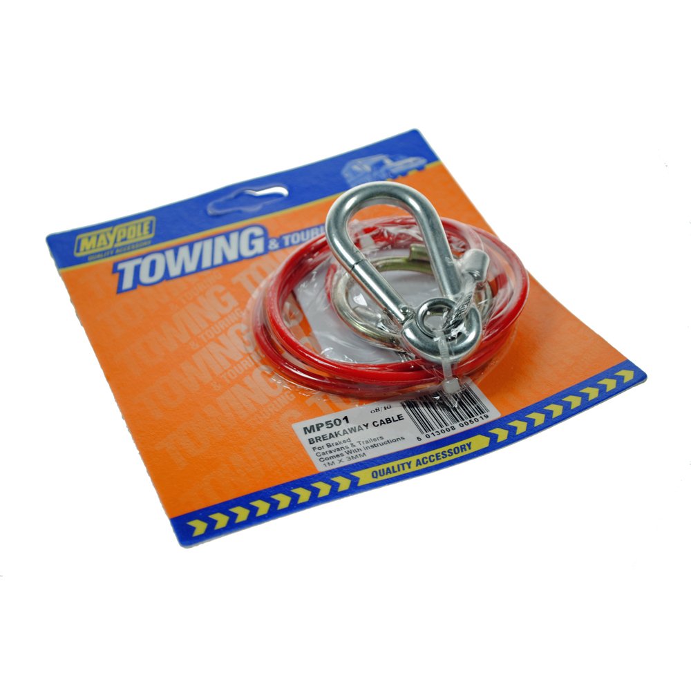 Maypole 1m x 3 mm Red PVC Breakaway Cable For Braked Trailers and Caravans