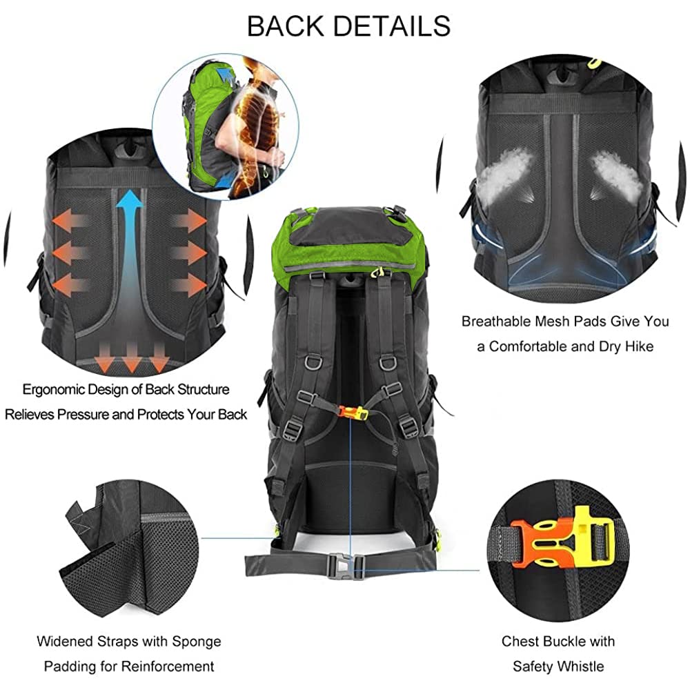 NACATIN Hiking Backpack, 60L Large Rucksack for Men Women, Tear and Water-resistant Ideal for Camping Trekking Travel Outdoor