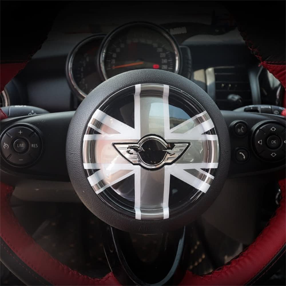 ABS Plastic Steering Wheel Decoration Trim Cover Sticker Shell for Mini Cooper F54 Clubman F55 Hardtop F56 Hatchback F57 Convertible F60 Countryman 2014~2020 (Union Jack Gray)