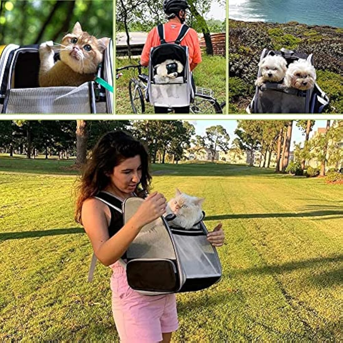 Pet Carrier Travel Backpack for Cats Small Dogs 7.5kg, Large Mesh Portable Transport Bag Breathable Transparent, Airline Approved Rucksack Tree Side Entry, Spacious Foldable for Outdoor and Daily Use