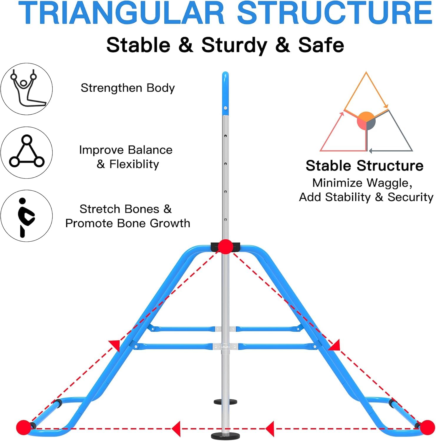 EVERYMILE Gymnastics Bars, Junior Training Kip Bar Gymnastics Equipment for Home,Adjustable Height Folding Horizontal Bar with Gymnastic Rings for Kid
