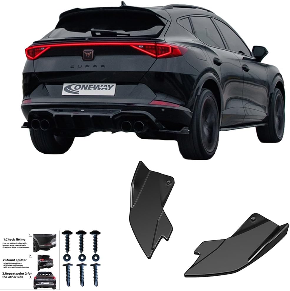Oneway Rear Side Diffusors compatible with Cupra Formentor 2020-2024 & Facelift 2024- - Version 2 - Gloss black