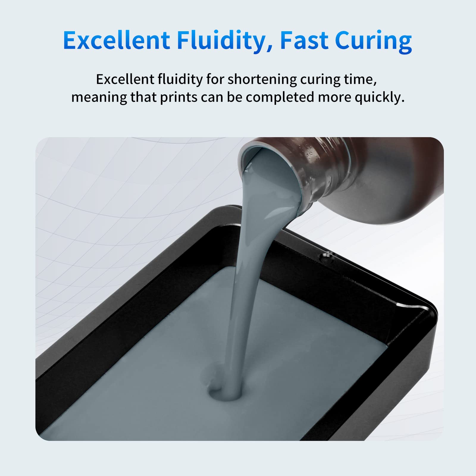 ANYCUBIC Standard 3D Printer Resin, LCD UV 405nm Rapid Photopolymer 3D Resin for 6K/8K/12K/14K LCD 3D Printers(1000g, Grey)