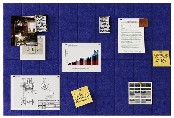 Uoisaiko Large 30x30cm Felt Board Tiles with 30 Pins, Pack of 6 Bulletin Board Notice Boards for Home Office Kitchen, Self Adhesive Pin Board Wall Tiles for Photos Memos