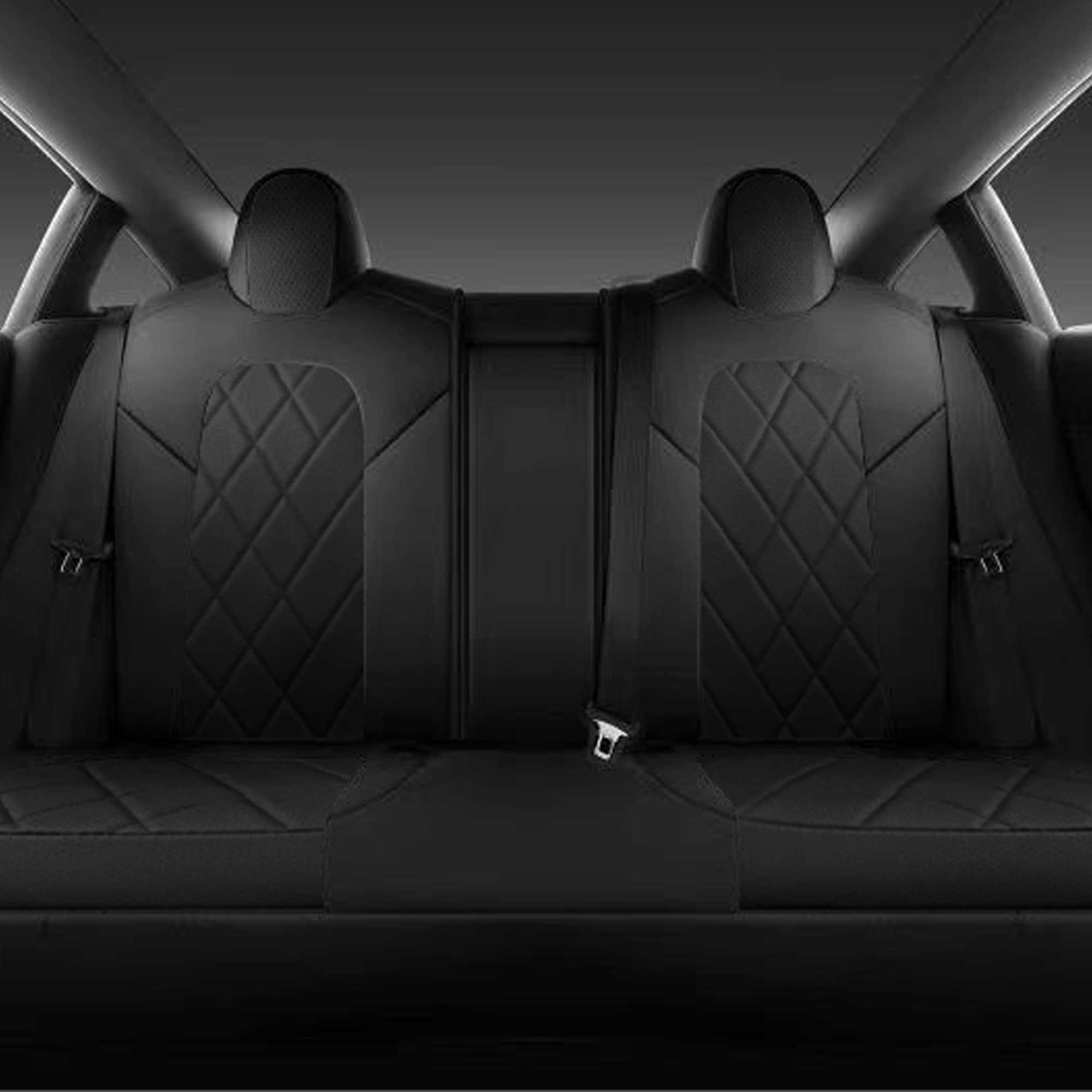 Tapha Faux Leather Seat Cover Set for Tesla Model 3 2017-2022, Breathable and Water-Resistant, Include Seat Covers for Front and Rear Seats (White/Grey)