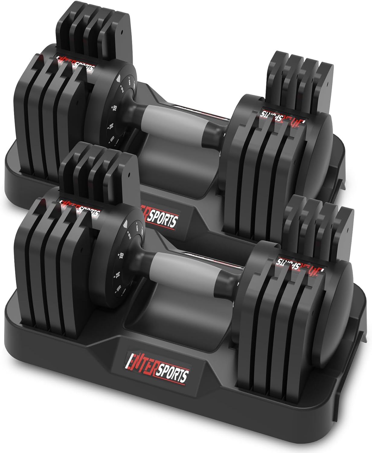 EnterSports 12kg/18KG/27KG Adjustable Dumbbells,Dumbbell Set for Saving Place, Dumbbell Weights with Non-Slip Handle, Home Gym Strength Training Equipment for Full Bodybuilding