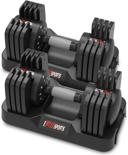 EnterSports 12kg/18KG/27KG Adjustable Dumbbells,Dumbbell Set for Saving Place, Dumbbell Weights with Non-Slip Handle, Home Gym Strength Training Equipment for Full Bodybuilding