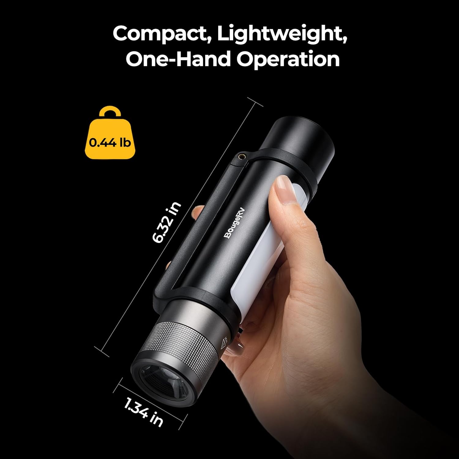 BougeRV FL01 LED Torch 1000 Lumens, Zoomable Flashlight & Side Light Rechargeable, Magnetic Torches Serves as Power Bank, IPX4 Waterproof for Camping, Fishing, Outdoor, Emergency Use