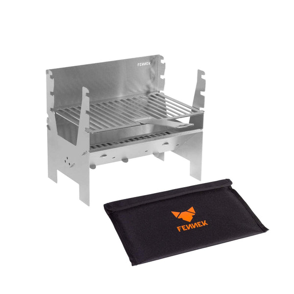 FENNEK Light | Mobile and Stick Together Charcoal Barbecue Grill | Made of Stainless Steel | Suitable for Camping, Trekking, Van Life, Garden and