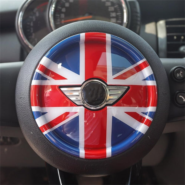 ABS Plastic Steering Wheel Decoration Trim Cover Sticker Shell for Mini Cooper F54 Clubman F55 Hardtop F56 Hatchback F57 Convertible F60 Countryman 2014~2020 (Union Jack Gray)